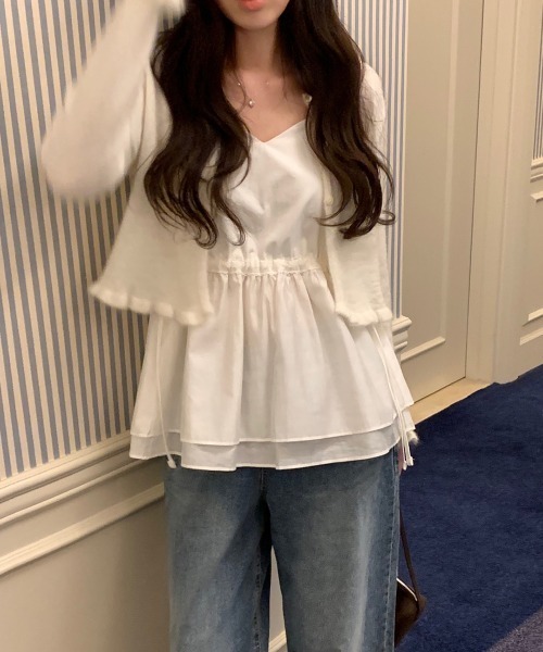 on:nue（オンニュ）の「【on:nue】ハートネックタンクトップブラウス（シャツ/ブラウス・レディース・ブラック/ホワイト・FREE）」の12枚目の写真