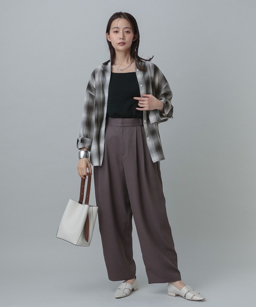 GLOBAL WORK（グローバルワーク）の「MATINEE LINE/着丈選べるチェックシャツ/327160（シャツ/ブラウス・レディース・イエロー/ブラック/ブラウン・LONG/REGULAR）」の4枚目の写真