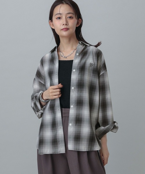 GLOBAL WORK（グローバルワーク）の「MATINEE LINE/着丈選べるチェックシャツ/327160（シャツ/ブラウス・レディース・イエロー/ブラック/ブラウン・LONG/REGULAR）」の6枚目の写真