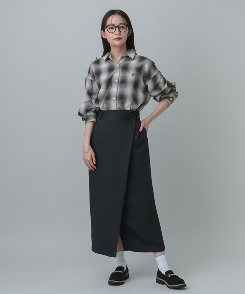 GLOBAL WORK（グローバルワーク）の「MATINEE LINE/着丈選べるチェックシャツ/327160（シャツ/ブラウス・レディース・イエロー/ブラック/ブラウン・LONG/REGULAR）」の9枚目の写真