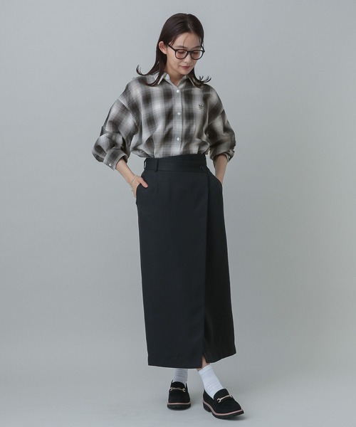 GLOBAL WORK（グローバルワーク）の「MATINEE LINE/着丈選べるチェックシャツ/327160（シャツ/ブラウス・レディース・イエロー/ブラック/ブラウン・LONG/REGULAR）」の11枚目の写真