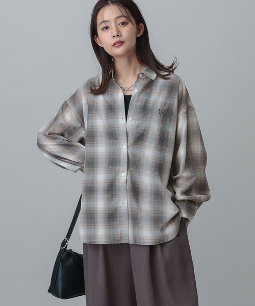 GLOBAL WORK（グローバルワーク）の「MATINEE LINE/着丈選べるチェックシャツ/327160（シャツ/ブラウス・レディース・イエロー/ブラック/ブラウン・LONG/REGULAR）」の16枚目の写真