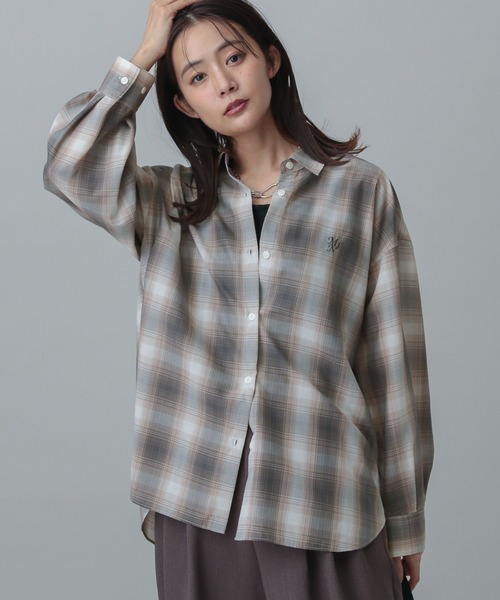 GLOBAL WORK（グローバルワーク）の「MATINEE LINE/着丈選べるチェックシャツ/327160（シャツ/ブラウス・レディース・イエロー/ブラック/ブラウン・LONG/REGULAR）」の17枚目の写真