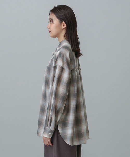 GLOBAL WORK（グローバルワーク）の「MATINEE LINE/着丈選べるチェックシャツ/327160（シャツ/ブラウス・レディース・イエロー/ブラック/ブラウン・LONG/REGULAR）」の20枚目の写真