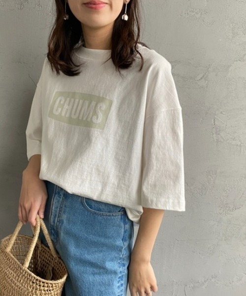 CHUMS（チャムス）の「[CHUMS/チャムス] ヘビーウェイト チャムスロゴ プリントTシャツ（Tシャツ/カットソー・レディース・ブラック/グレイッシュベージュ/ホワイト/ライトグリーン・M/L/XL）」の2枚目の写真