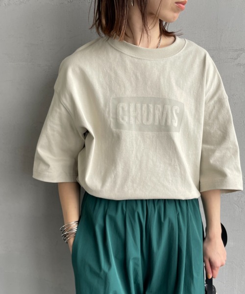 CHUMS（チャムス）の「[CHUMS/チャムス] ヘビーウェイト チャムスロゴ プリントTシャツ（Tシャツ/カットソー・レディース・ブラック/グレイッシュベージュ/ホワイト/ライトグリーン・M/L/XL）」の3枚目の写真