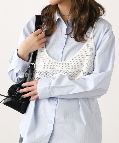 ROOPTOKYO（ループトウキョウ）の「ニットキャミ＆ストライプシャツ 秋物 秋服 2026年秋冬（シャツ/ブラウス・レディース・ホワイト/ブルー/ベージュ・FREE）」の3枚目の写真