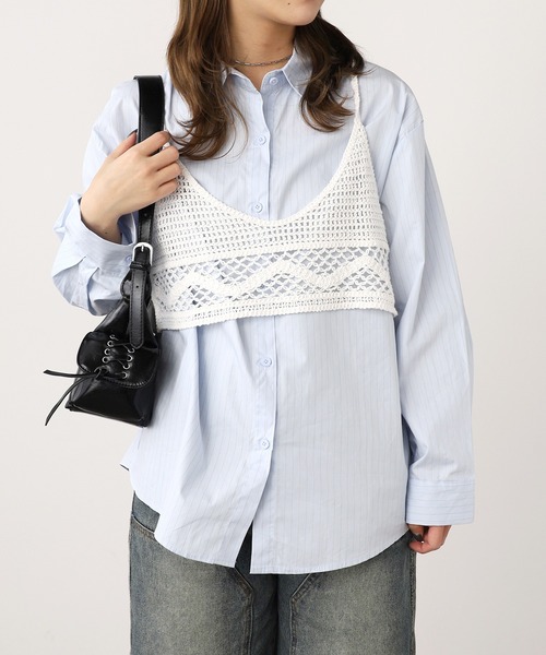 ROOPTOKYO（ループトウキョウ）の「ニットキャミ＆ストライプシャツ 秋物 秋服 2026年秋冬（シャツ/ブラウス・レディース・ホワイト/ブルー/ベージュ・FREE）」の22枚目の写真