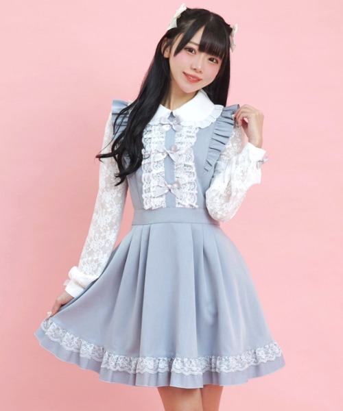 Secret Honey(シークレットハニー)の「ダブルレースフリルリボン付ワンピース(ワンピース・レディース・ブルー/ブラック/ピンク・MEDIUM)」の3枚目の写真