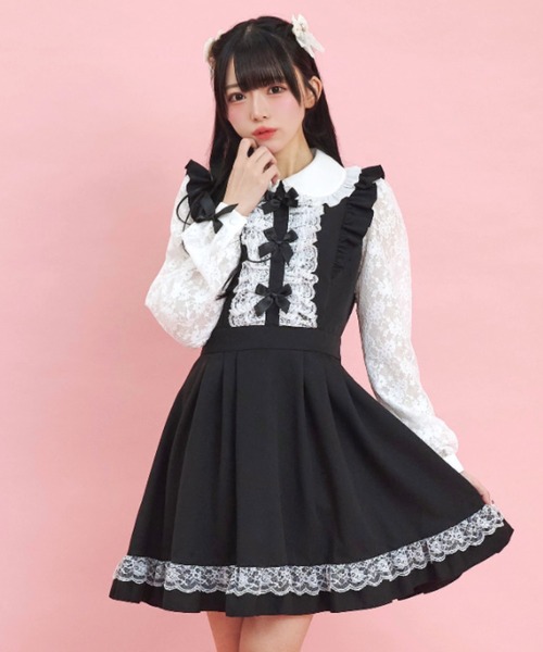 Secret Honey(シークレットハニー)の「ダブルレースフリルリボン付ワンピース(ワンピース・レディース・ブルー/ブラック/ピンク・MEDIUM)」の2枚目の写真