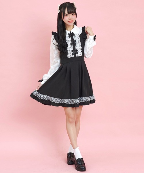 Secret Honey(シークレットハニー)の「ダブルレースフリルリボン付ワンピース(ワンピース・レディース・ブルー/ブラック/ピンク・MEDIUM)」の8枚目の写真