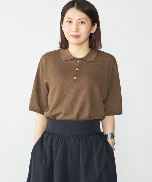 セール】SHIPS:〈手洗い可能〉12ゲージ イタリー リネン ニット ポロ