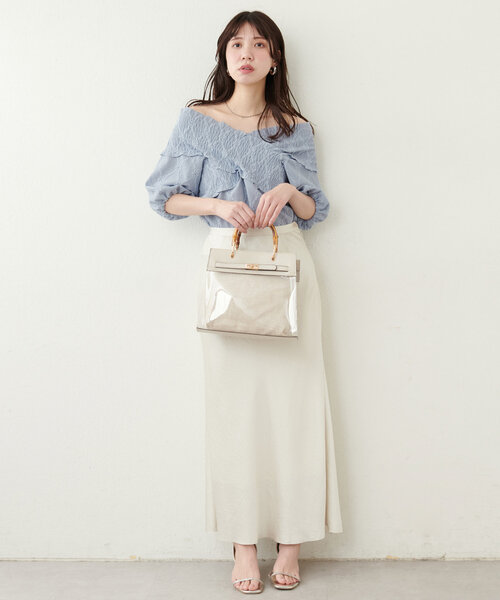 natural couture（ナチュラルクチュール）の「【WEB限定】アイレットカットレースクロスオフショルプルオーバー（Tシャツ/カットソー・レディース・オフホワイト/サックスブルー/ブラック・FREE）」の12枚目の写真