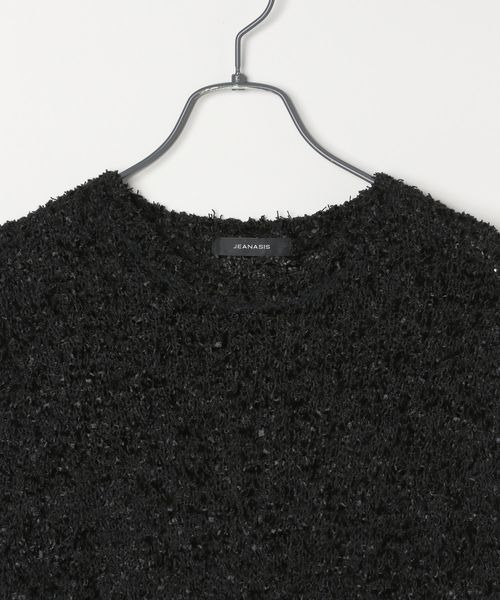 JEANASIS(ジーナシス)の「リボンヤーンプルオーバー SS/452449(ニット/セーター・レディース・ブラック/オフホワイト/ピンク・FREE)」の5枚目の写真