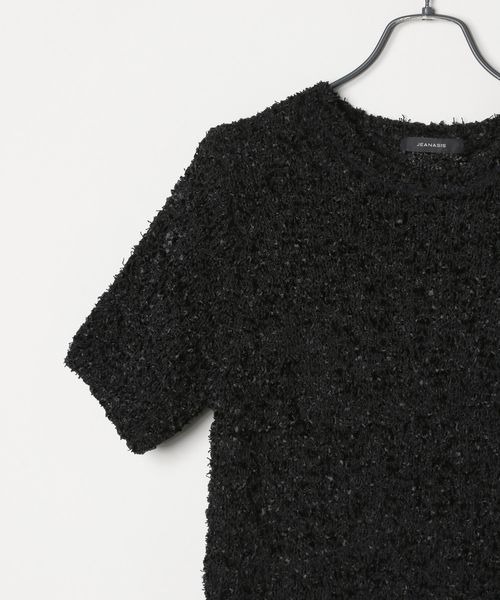 JEANASIS(ジーナシス)の「リボンヤーンプルオーバー SS/452449(ニット/セーター・レディース・ブラック/オフホワイト/ピンク・FREE)」の6枚目の写真