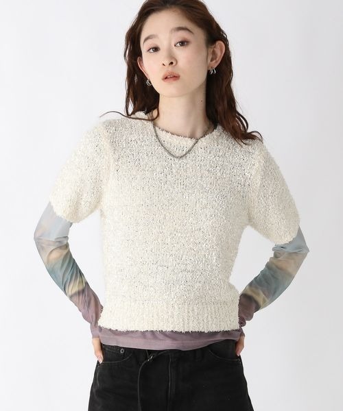 JEANASIS(ジーナシス)の「リボンヤーンプルオーバー SS/452449(ニット/セーター・レディース・ブラック/オフホワイト/ピンク・FREE)」の20枚目の写真