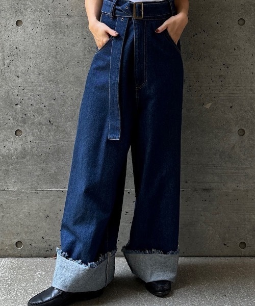 CIEL'AIR（シエルエアー）の「DENIM OVERALLS（ﾃﾞﾆﾑｵｰﾊﾞｰｵｰﾙ)（サロペット/オーバーオール・レディース・ブラック/インディゴブルー・MEDIUM）」の2枚目の写真