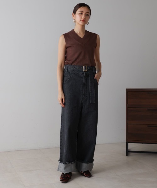 CIEL'AIR（シエルエアー）の「DENIM OVERALLS（ﾃﾞﾆﾑｵｰﾊﾞｰｵｰﾙ)（サロペット/オーバーオール・レディース・ブラック/インディゴブルー・MEDIUM）」の10枚目の写真