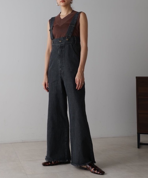 CIEL'AIR（シエルエアー）の「DENIM OVERALLS（ﾃﾞﾆﾑｵｰﾊﾞｰｵｰﾙ)（サロペット/オーバーオール・レディース・ブラック/インディゴブルー・MEDIUM）」の7枚目の写真