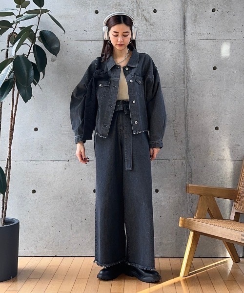 CIEL'AIR（シエルエアー）の「DENIM OVERALLS（ﾃﾞﾆﾑｵｰﾊﾞｰｵｰﾙ)（サロペット/オーバーオール・レディース・ブラック/インディゴブルー・MEDIUM）」の3枚目の写真