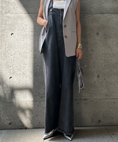 CIEL'AIR（シエルエアー）の「DENIM OVERALLS（ﾃﾞﾆﾑｵｰﾊﾞｰｵｰﾙ)（サロペット/オーバーオール・レディース・ブラック/インディゴブルー・MEDIUM）」の5枚目の写真