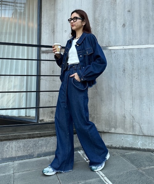 CIEL'AIR（シエルエアー）の「DENIM OVERALLS（ﾃﾞﾆﾑｵｰﾊﾞｰｵｰﾙ)（サロペット/オーバーオール・レディース・ブラック/インディゴブルー・MEDIUM）」の13枚目の写真