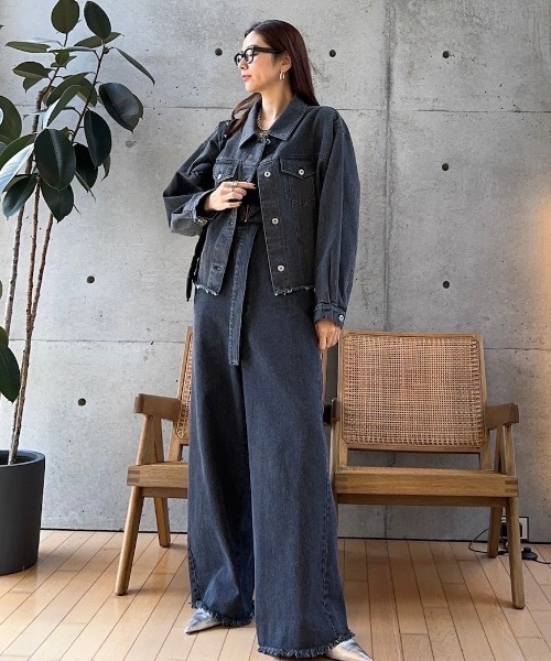 CIEL'AIR（シエルエアー）の「DENIM OVERALLS（ﾃﾞﾆﾑｵｰﾊﾞｰｵｰﾙ)（サロペット/オーバーオール・レディース・ブラック/インディゴブルー・MEDIUM）」の18枚目の写真