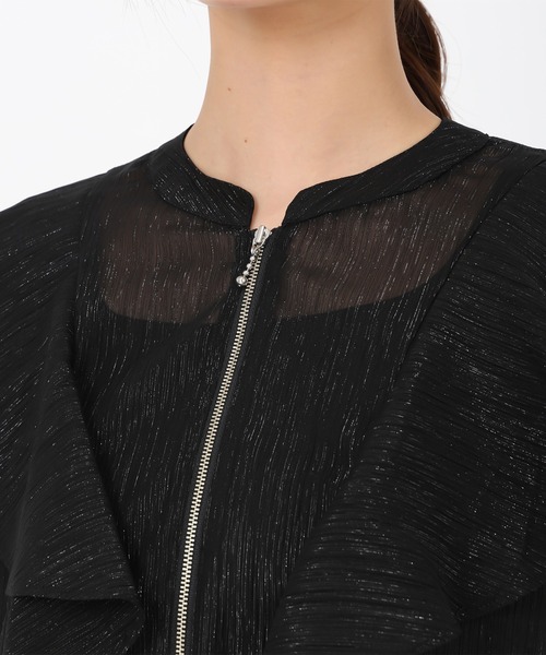 MISCH MASCH（ミッシュマッシュ）の「2025春夏新作 フリルシアーラメブルゾン（ブルゾン・レディース・ホワイト/ブラック・ﾌﾘ-）」の8枚目の写真