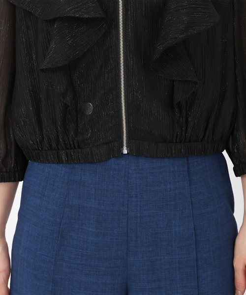 MISCH MASCH（ミッシュマッシュ）の「2025春夏新作 フリルシアーラメブルゾン（ブルゾン・レディース・ホワイト/ブラック・ﾌﾘ-）」の11枚目の写真