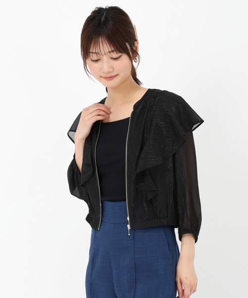 MISCH MASCH（ミッシュマッシュ）の「2025春夏新作 フリルシアーラメブルゾン（ブルゾン・レディース・ホワイト/ブラック・ﾌﾘ-）」の15枚目の写真