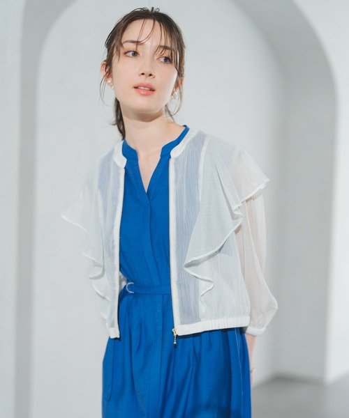 MISCH MASCH（ミッシュマッシュ）の「2025春夏新作 フリルシアーラメブルゾン（ブルゾン・レディース・ホワイト/ブラック・ﾌﾘ-）」の22枚目の写真