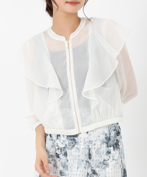 MISCH MASCH（ミッシュマッシュ）の「2025春夏新作 フリルシアーラメブルゾン（ブルゾン・レディース・ホワイト/ブラック・ﾌﾘ-）」の21枚目の写真