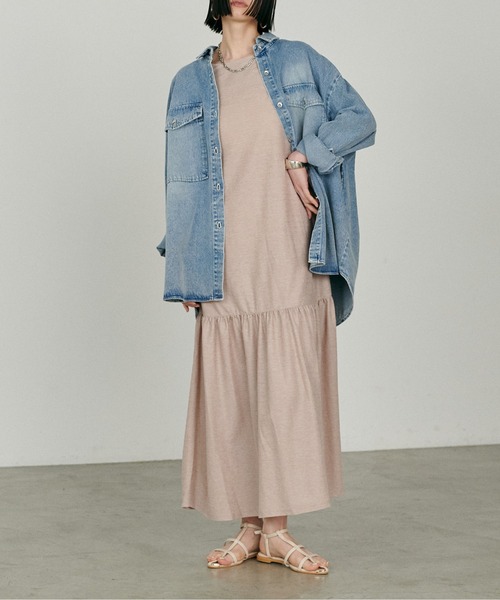 LARUTA（ラルータ）の「【LARUTA】［Web限定］接触冷感：ギャザー切替zip付きワンピース（ワンピース・レディース・カーキ/ブラック/ベージュ・MEDIUM/LARGE）」の9枚目の写真