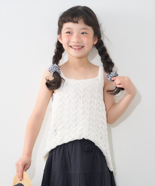 CIAOPANIC TYPY（チャオパニックティピー）の「【KIDS】【GOOD HOLIDAY】透かし編みキャミタンク（タンクトップ・キッズ・オフホワイト/ブラック/ベージュ・X-LARGE/XX-LARGE/MEDIUM/LARGE）」の2枚目の写真