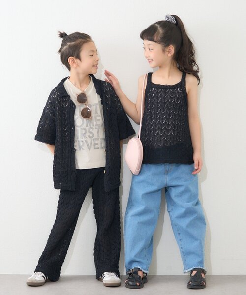 CIAOPANIC TYPY（チャオパニックティピー）の「【KIDS】【GOOD HOLIDAY】透かし編みキャミタンク（タンクトップ・キッズ・オフホワイト/ブラック/ベージュ・X-LARGE/XX-LARGE/MEDIUM/LARGE）」の4枚目の写真