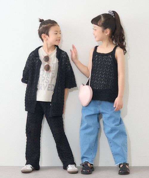 CIAOPANIC TYPY（チャオパニックティピー）の「【KIDS】【GOOD HOLIDAY】透かし編みキャミタンク（タンクトップ・キッズ・オフホワイト/ブラック/ベージュ・X-LARGE/XX-LARGE/MEDIUM/LARGE）」の5枚目の写真