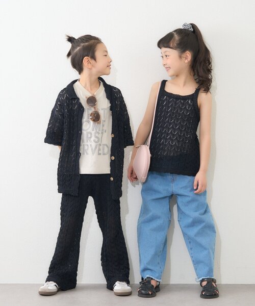 CIAOPANIC TYPY（チャオパニックティピー）の「【KIDS】【GOOD HOLIDAY】透かし編みキャミタンク（タンクトップ・キッズ・オフホワイト/ブラック/ベージュ・X-LARGE/XX-LARGE/MEDIUM/LARGE）」の6枚目の写真