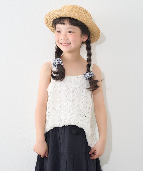 CIAOPANIC TYPY（チャオパニックティピー）の「【KIDS】【GOOD HOLIDAY】透かし編みキャミタンク（タンクトップ・キッズ・オフホワイト/ブラック/ベージュ・X-LARGE/XX-LARGE/MEDIUM/LARGE）」の7枚目の写真