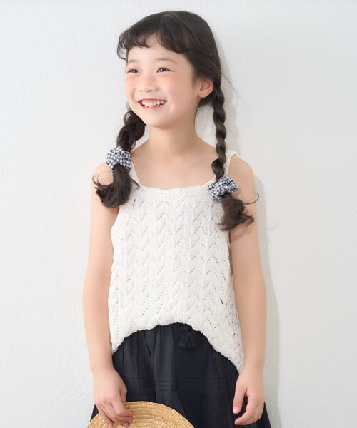 CIAOPANIC TYPY（チャオパニックティピー）の「【KIDS】【GOOD HOLIDAY】透かし編みキャミタンク（タンクトップ・キッズ・オフホワイト/ブラック/ベージュ・X-LARGE/XX-LARGE/MEDIUM/LARGE）」の8枚目の写真