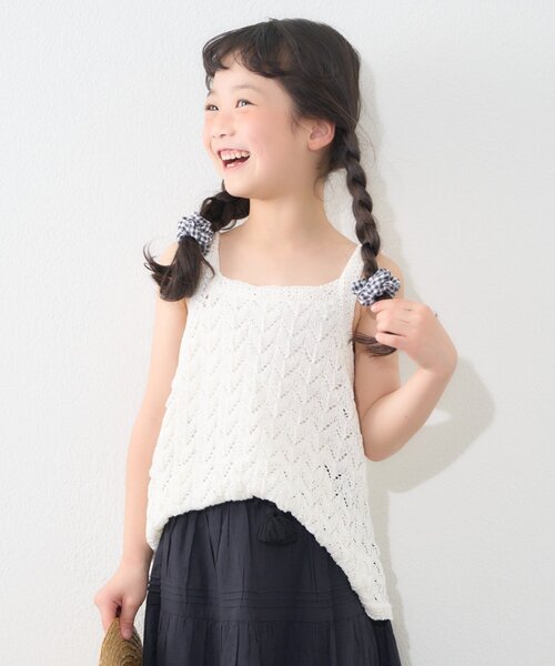 CIAOPANIC TYPY（チャオパニックティピー）の「【KIDS】【GOOD HOLIDAY】透かし編みキャミタンク（タンクトップ・キッズ・オフホワイト/ブラック/ベージュ・X-LARGE/XX-LARGE/MEDIUM/LARGE）」の9枚目の写真