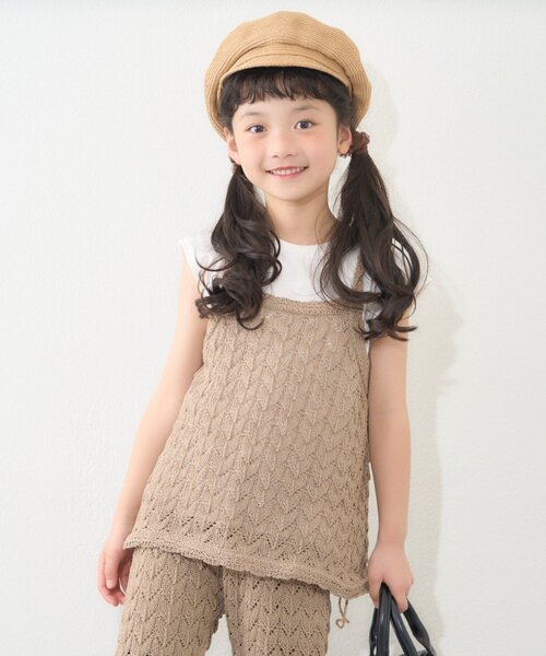 CIAOPANIC TYPY（チャオパニックティピー）の「【KIDS】【GOOD HOLIDAY】透かし編みキャミタンク（タンクトップ・キッズ・オフホワイト/ブラック/ベージュ・X-LARGE/XX-LARGE/MEDIUM/LARGE）」の20枚目の写真