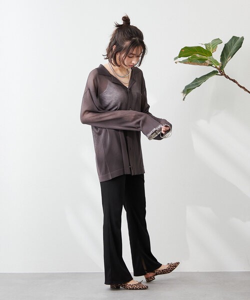 Remind me and forever（リマインドミーアンドフォーエバー）の「【@kana__18sセレクト】-3kg裾スリットフレアーパンツ（その他パンツ・レディース・ブラック/ダークブラウン/ブラウン/スミクロ・LARGE/MEDIUM）」の18枚目の写真