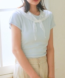 レーススカーフ付き クロップド丈コンパクトTシャツ