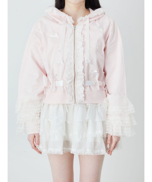 Ank Rouge(アンクルージュ)の「フリルリボンショートパーカー(パーカー・レディース・ホワイト/ピンク/ブラック・M)」の17枚目の写真