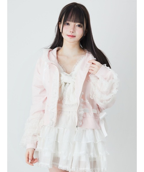 Ank Rouge（アンクルージュ）の「フリルリボンショートパーカー（パーカー・レディース・ホワイト/ピンク/ブラック・M）」の15枚目の写真