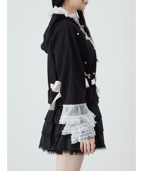 Ank Rouge（アンクルージュ）の「フリルリボンショートパーカー（パーカー・レディース・ホワイト/ピンク/ブラック・M）」の17枚目の写真