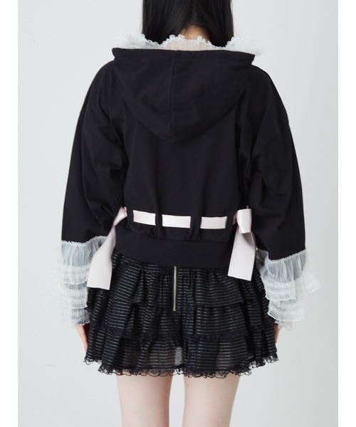 Ank Rouge（アンクルージュ）の「フリルリボンショートパーカー（パーカー・レディース・ホワイト/ピンク/ブラック・M）」の18枚目の写真