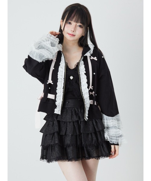 Ank Rouge（アンクルージュ）の「フリルリボンショートパーカー（パーカー・レディース・ホワイト/ピンク/ブラック・M）」の19枚目の写真