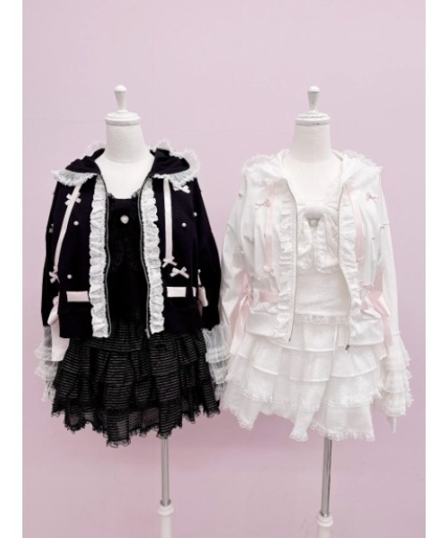 Ank Rouge（アンクルージュ）の「フリルリボンショートパーカー（パーカー・レディース・ホワイト/ピンク/ブラック・M）」の10枚目の写真