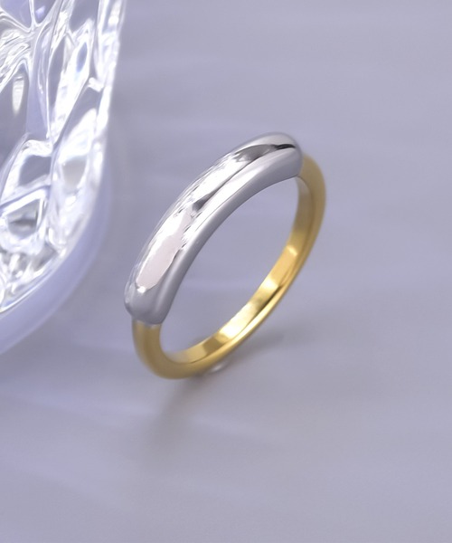 blackdia ocean(ブラックダイヤオーシャン)の「blackdia ocean シンプル バイカラーリング(リング・レディース・シルバー×ゴールド・16号/14号/12号)」の1枚目の写真